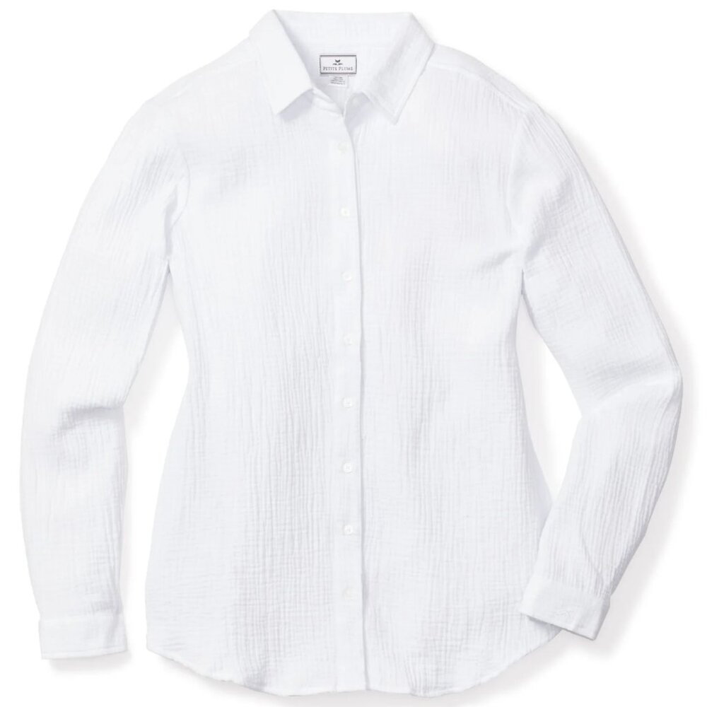 NWT Petite Plume Women's Gauze Morgan Top in White Size S